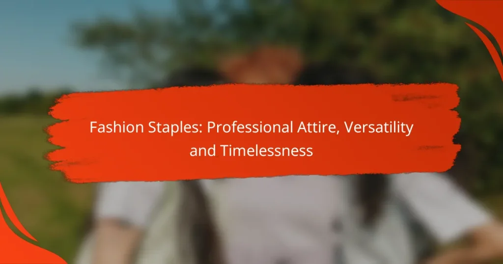 Fashion Staples: Professional Attire, Versatility and Timelessness